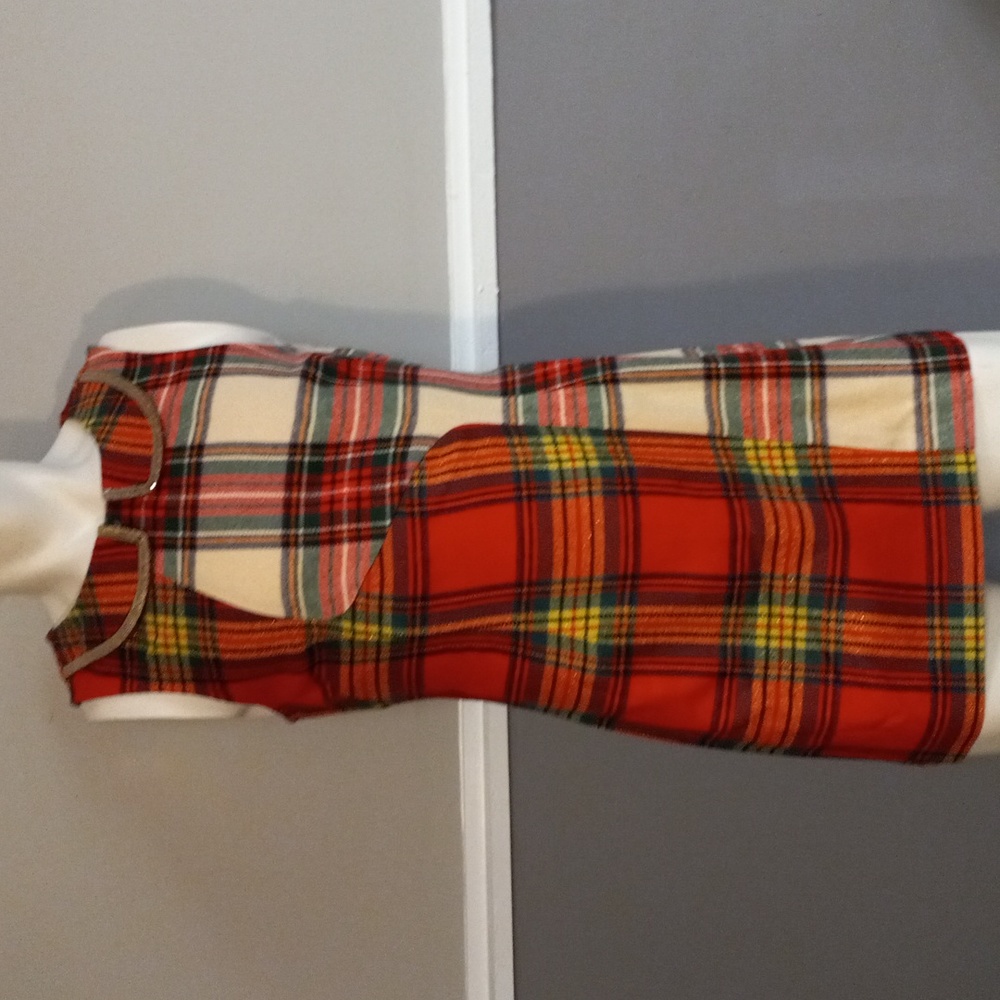 Princess Vera Wang Plaid, Sleeveless Dress, With Gold Sequined Collar